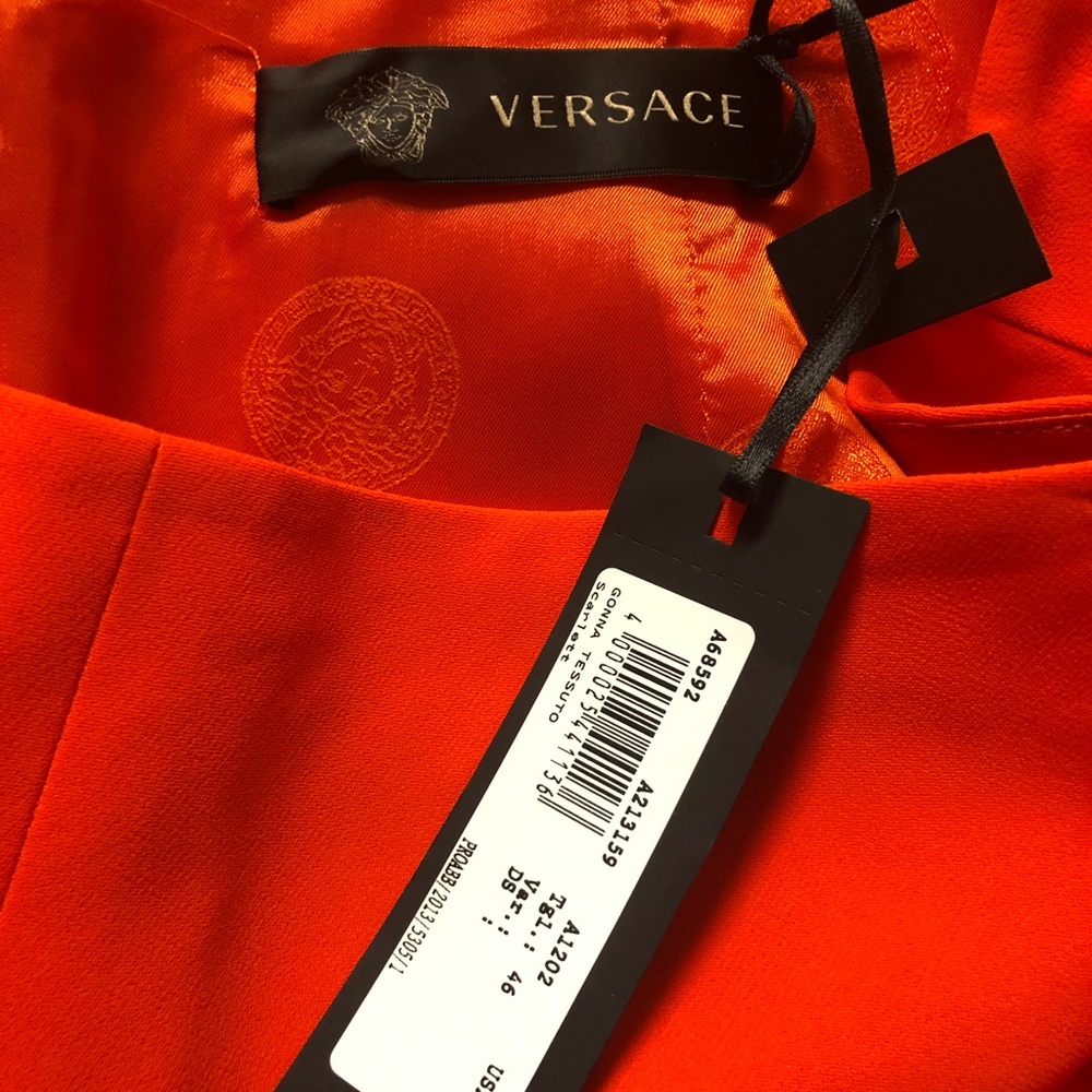 Bright orange Versace skirt